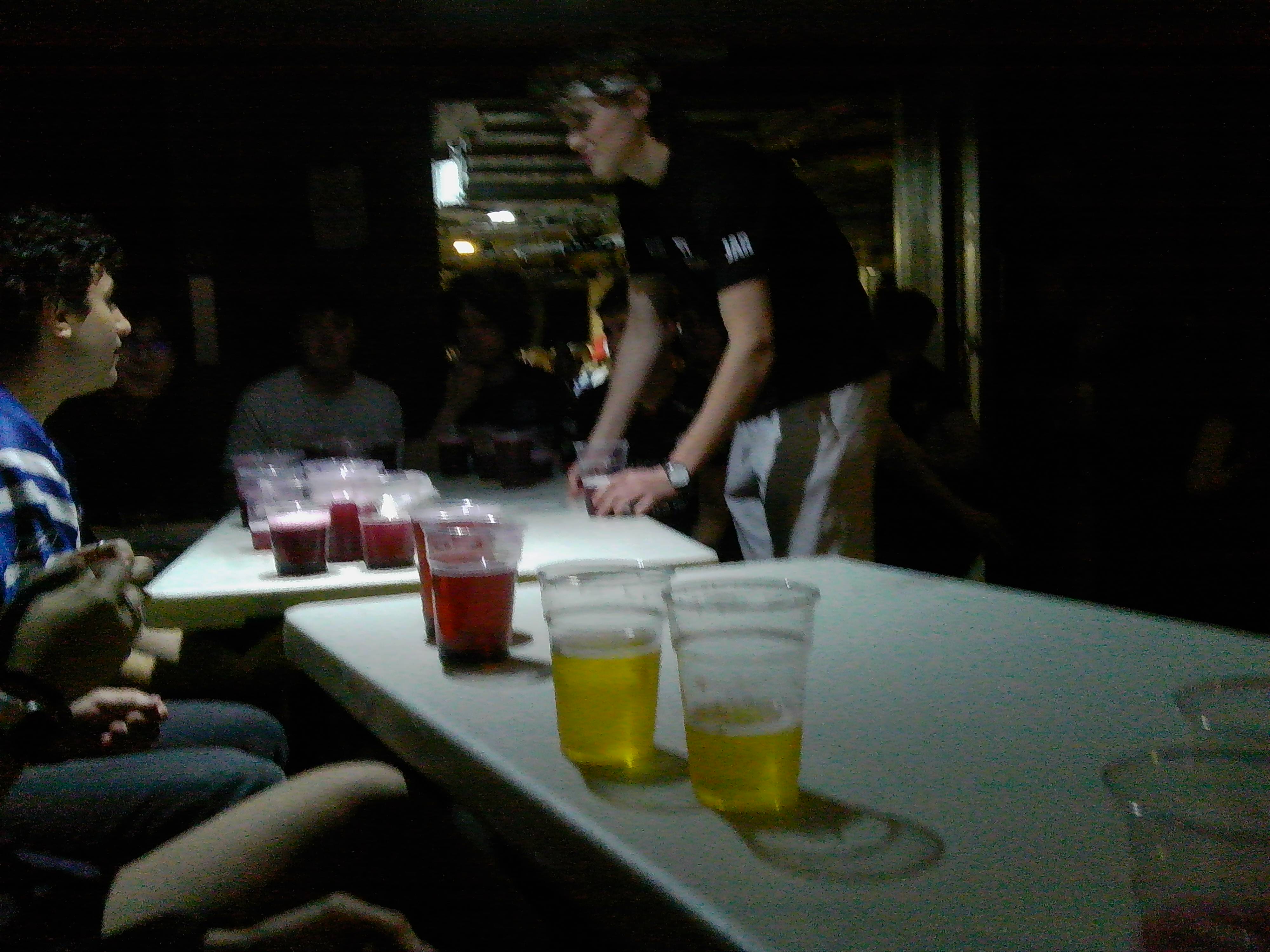 Cups lined up on the table mid circle