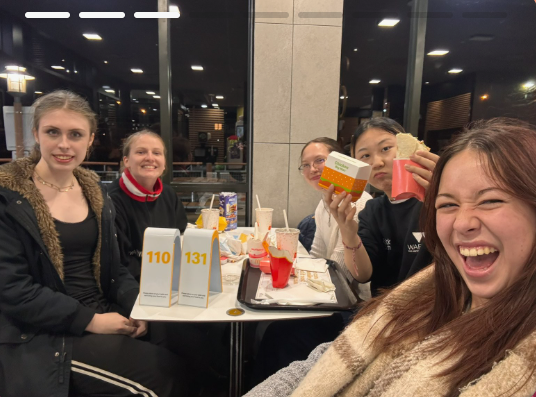 Women’s squash members on a social at McDonald’s